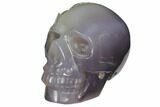 Polished Agate Skull with Druzy Quartz Crystal Pocket #148105-2